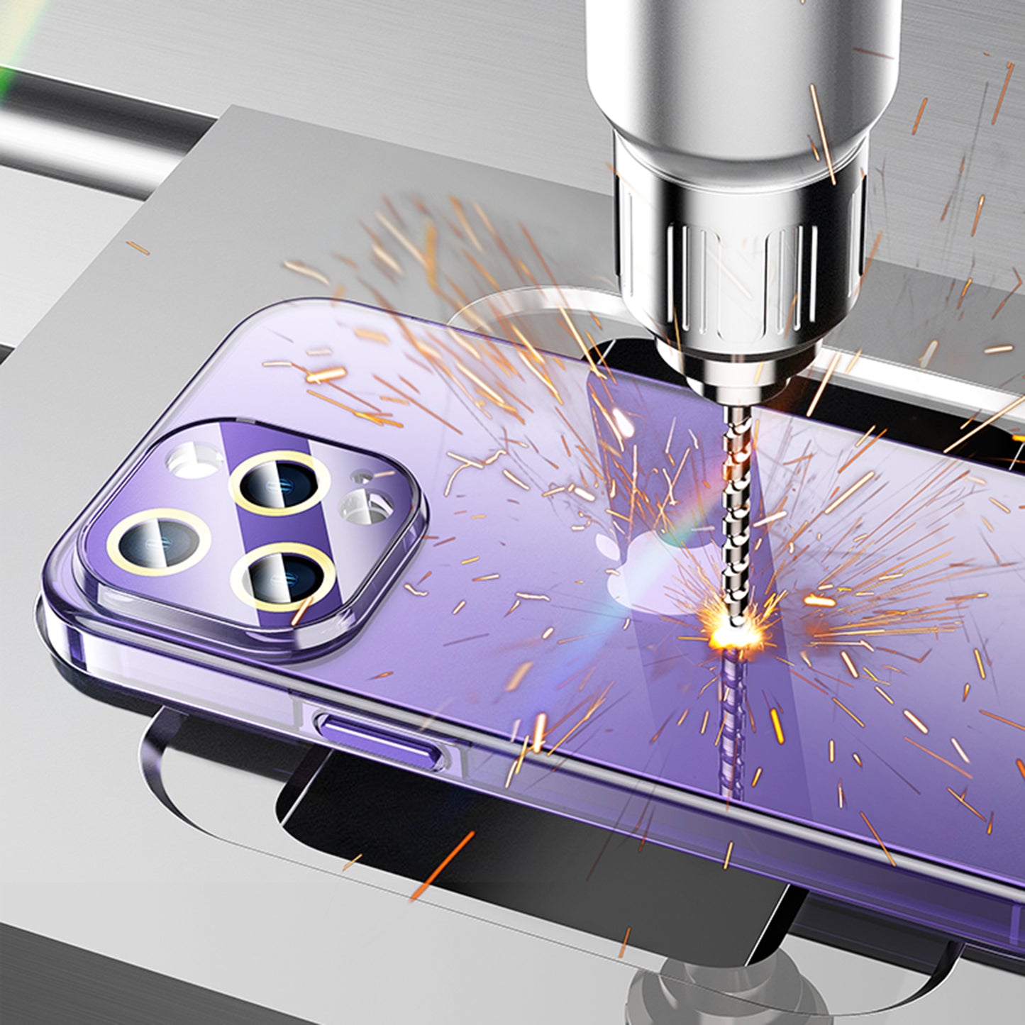 For iPhone 14 Pro Transparent Phone Cover TPU+PC Protective Case with Full Protection Camera Lens Protector