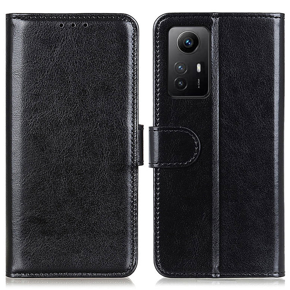 Flip Wallet Case for Xiaomi Redmi Note 12S 4G Crazy Horse Texture PU Leather Stand Phone Cover