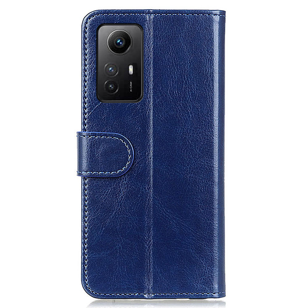 Flip Wallet Case for Xiaomi Redmi Note 12S 4G Crazy Horse Texture PU Leather Stand Phone Cover