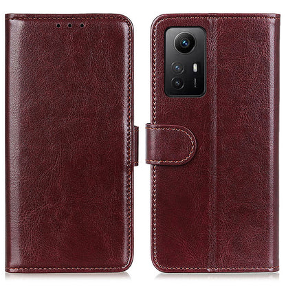 Flip Wallet Case for Xiaomi Redmi Note 12S 4G Crazy Horse Texture PU Leather Stand Phone Cover