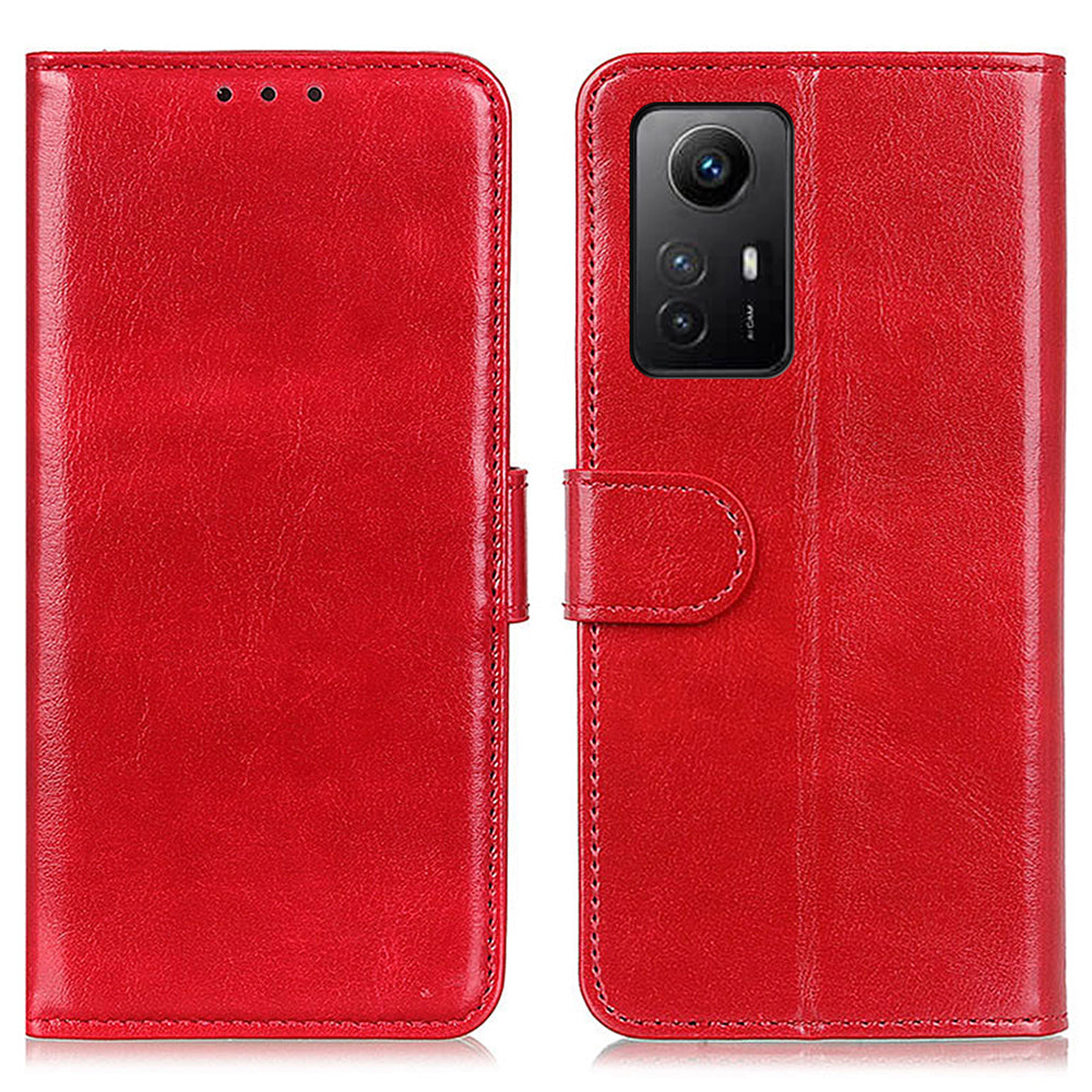 Flip Wallet Case for Xiaomi Redmi Note 12S 4G Crazy Horse Texture PU Leather Stand Phone Cover
