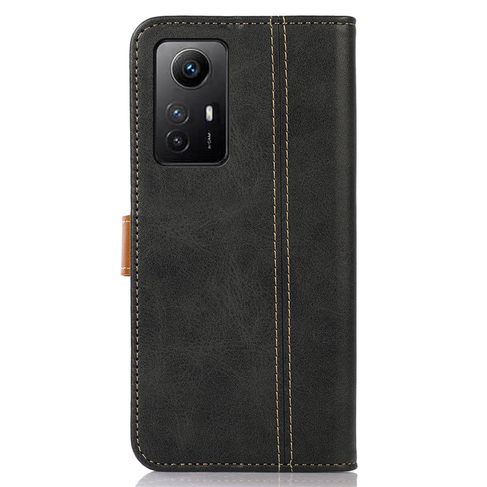 PU Leather Shell for Xiaomi Redmi Note 12S 4G Calf Texture Wallet Phone Case Flip Stand Cover