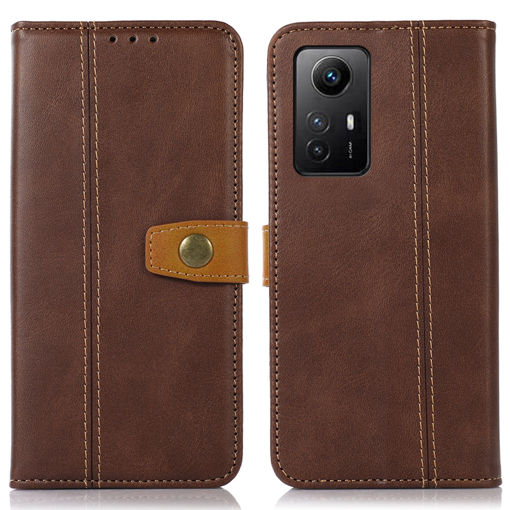 PU Leather Shell for Xiaomi Redmi Note 12S 4G Calf Texture Wallet Phone Case Flip Stand Cover