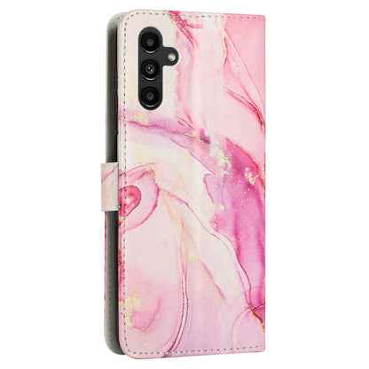 For Samsung Galaxy M14 5G Marble Pattern Flip Phone Case PU Leather Stand Wallet Cover with Strap