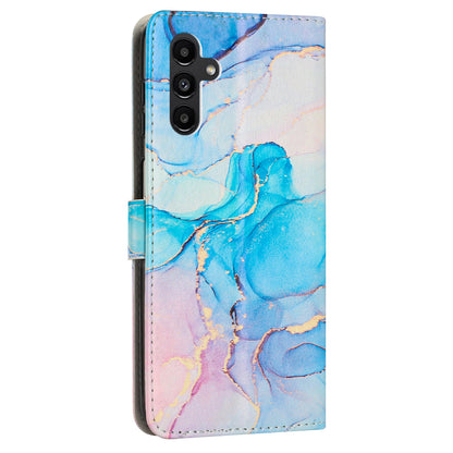 For Samsung Galaxy M14 5G Marble Pattern Flip Phone Case PU Leather Stand Wallet Cover with Strap