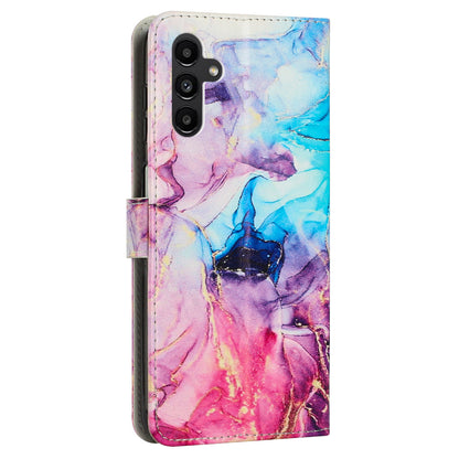 For Samsung Galaxy M14 5G Marble Pattern Flip Phone Case PU Leather Stand Wallet Cover with Strap