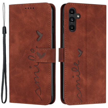 For Samsung Galaxy M14 5G Skin-touch Feeling Leather Phone Case Stand Imprinted Heart Wallet Phone Cover