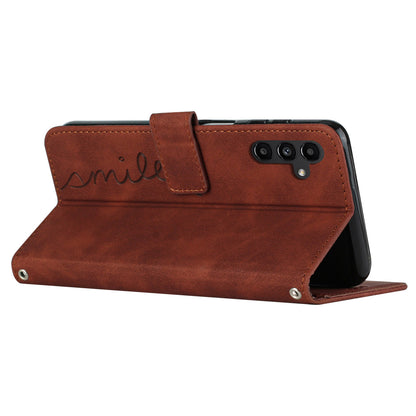 For Samsung Galaxy M14 5G Skin-touch Feeling Leather Phone Case Stand Imprinted Heart Wallet Phone Cover