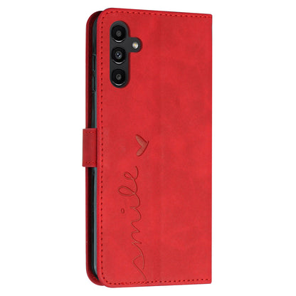 For Samsung Galaxy M14 5G Skin-touch Feeling Leather Phone Case Stand Imprinted Heart Wallet Phone Cover