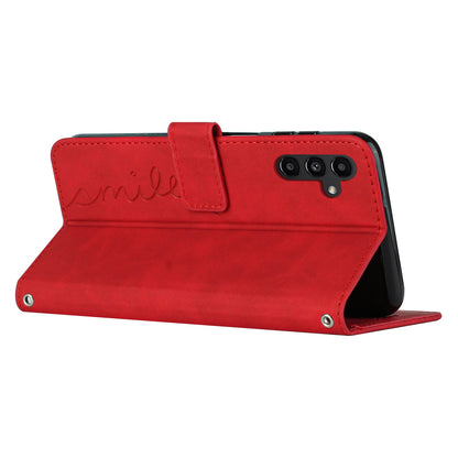 For Samsung Galaxy M14 5G Skin-touch Feeling Leather Phone Case Stand Imprinted Heart Wallet Phone Cover