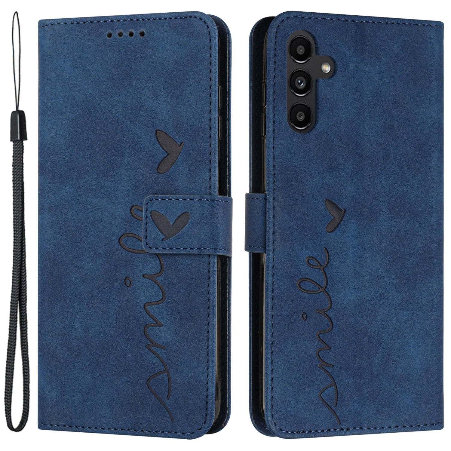 For Samsung Galaxy M14 5G Skin-touch Feeling Leather Phone Case Stand Imprinted Heart Wallet Phone Cover