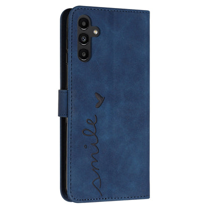 For Samsung Galaxy M14 5G Skin-touch Feeling Leather Phone Case Stand Imprinted Heart Wallet Phone Cover