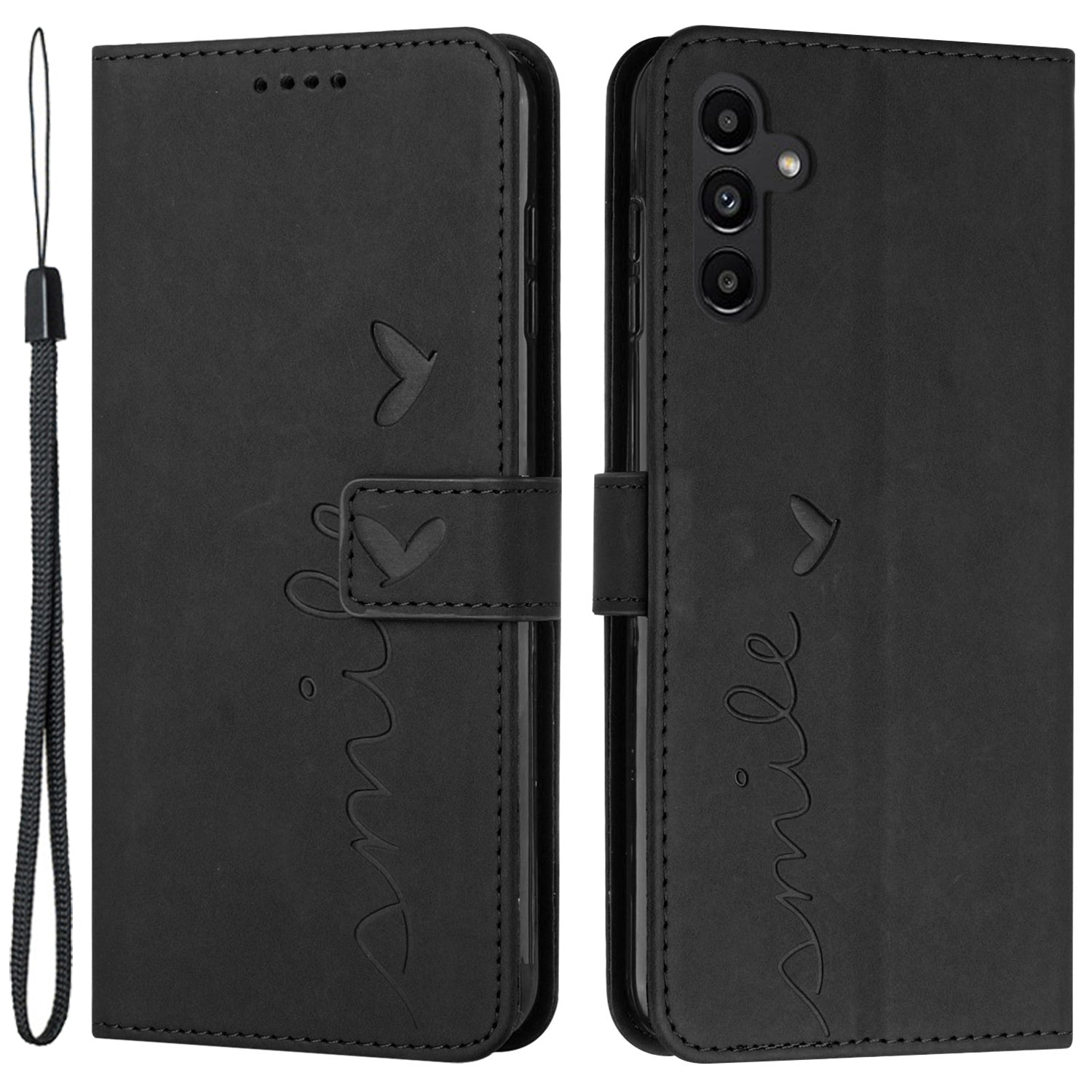 For Samsung Galaxy M14 5G Skin-touch Feeling Leather Phone Case Stand Imprinted Heart Wallet Phone Cover