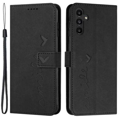 For Samsung Galaxy M14 5G Skin-touch Feeling Leather Phone Case Stand Imprinted Heart Wallet Phone Cover