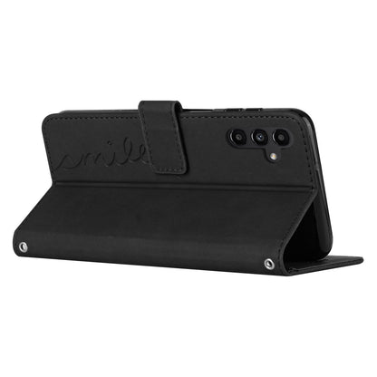 For Samsung Galaxy M14 5G Skin-touch Feeling Leather Phone Case Stand Imprinted Heart Wallet Phone Cover