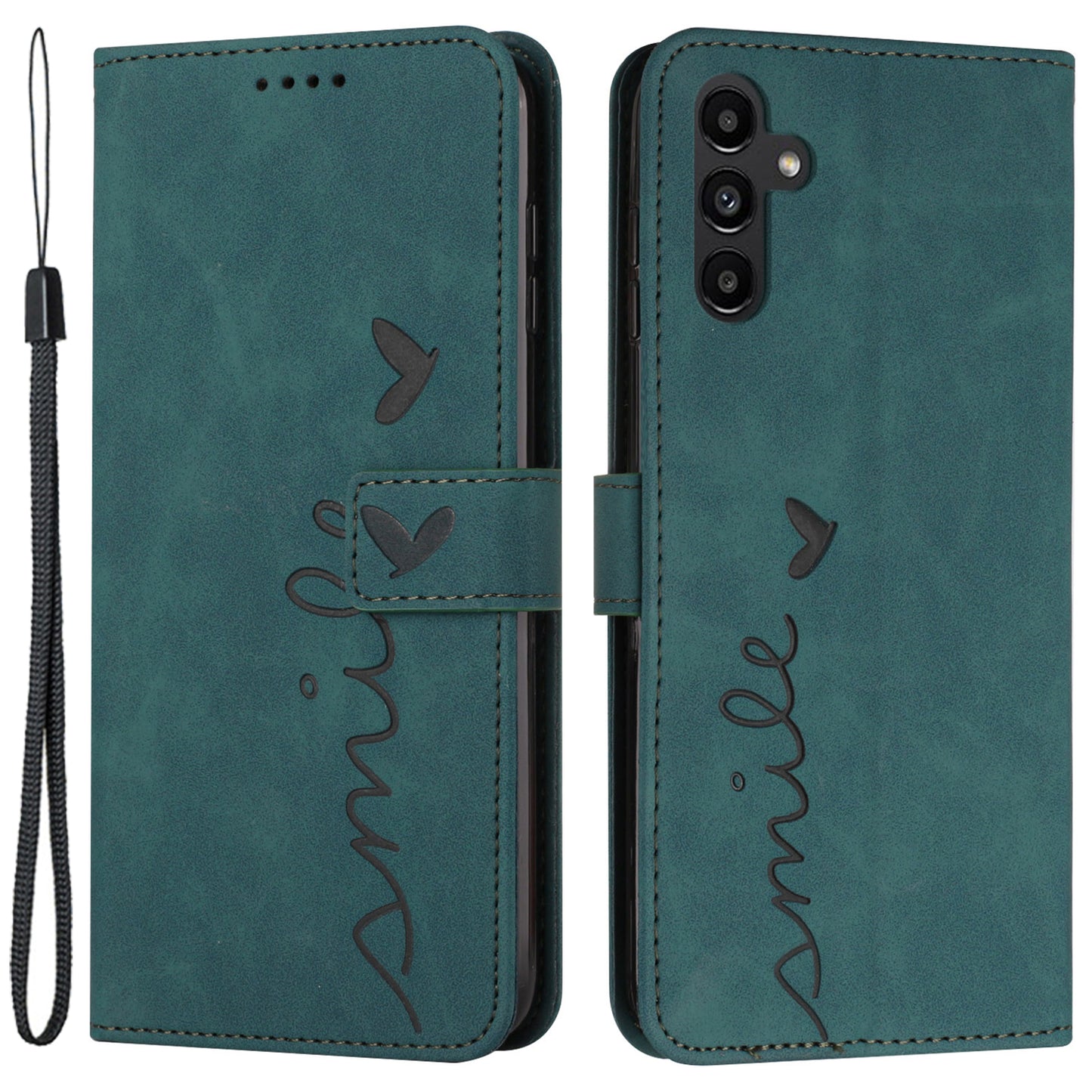 For Samsung Galaxy M14 5G Skin-touch Feeling Leather Phone Case Stand Imprinted Heart Wallet Phone Cover