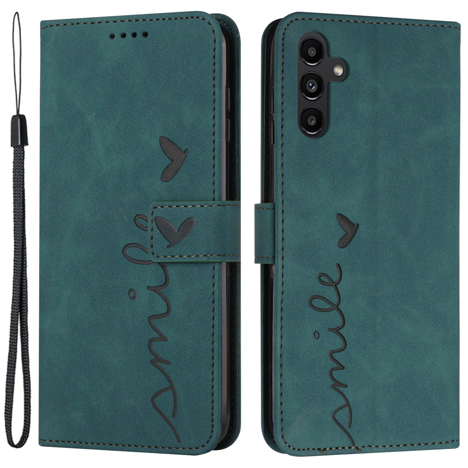 For Samsung Galaxy M14 5G Skin-touch Feeling Leather Phone Case Stand Imprinted Heart Wallet Phone Cover