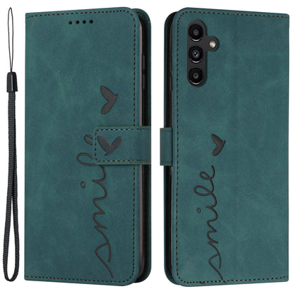 For Samsung Galaxy M14 5G Skin-touch Feeling Leather Phone Case Stand Imprinted Heart Wallet Phone Cover
