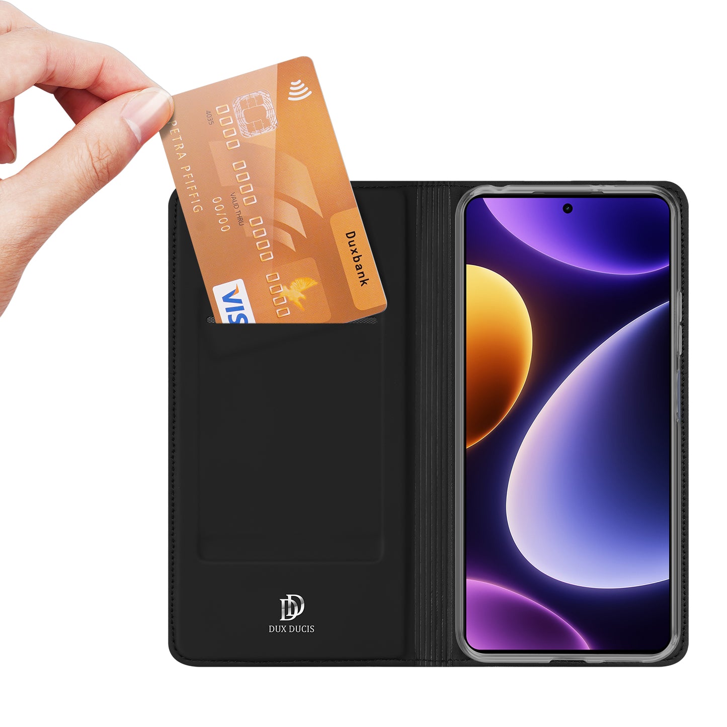 DUX DUCIS Skin Pro Series PU Leather Flip Case for Xiaomi Poco F5 5G / Redmi Note 12 Turbo , Stand Card Slot Phone Cover