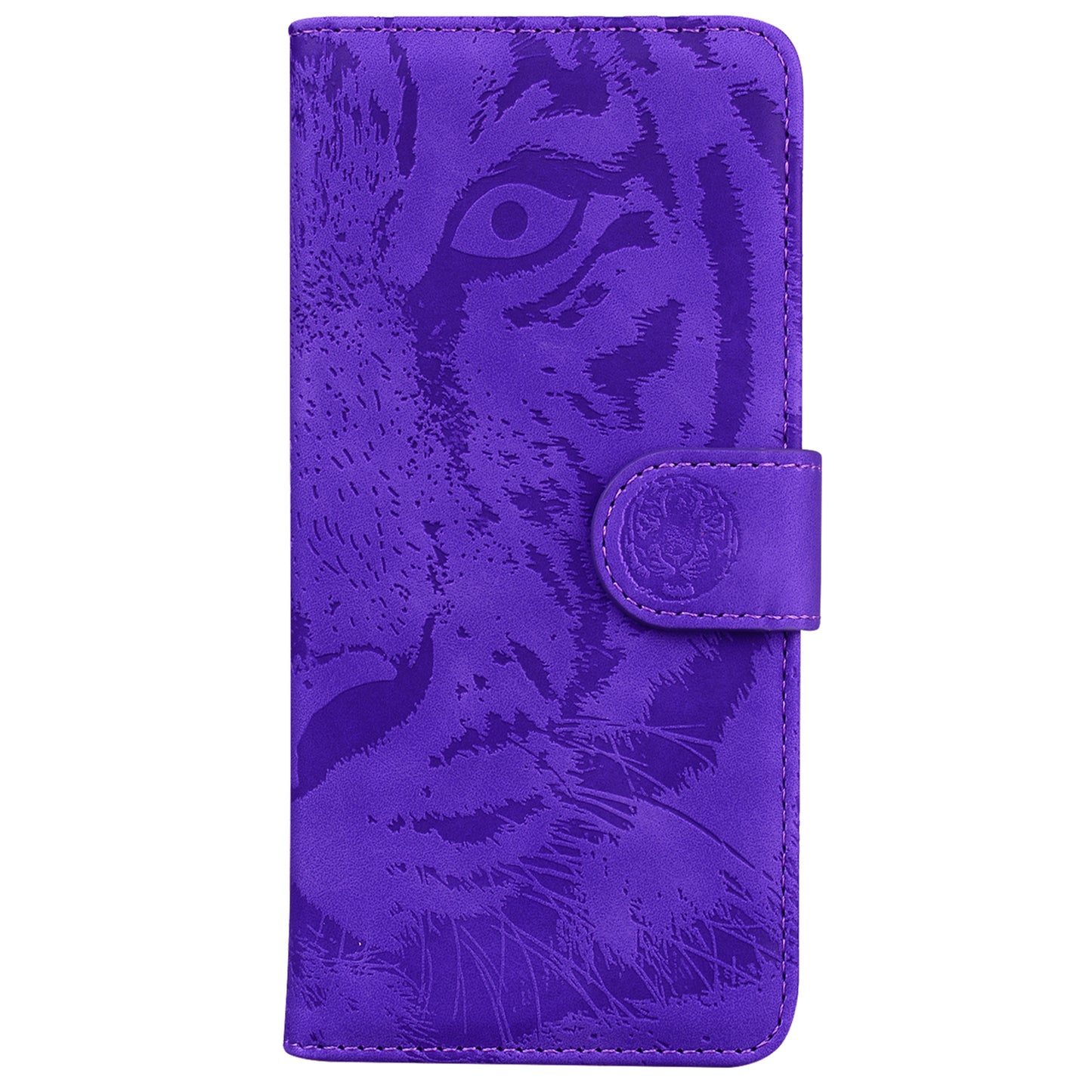 For Nokia C32 Anti-Scratch Stand Phone Cover Supporting Stand Shell Tiger Imprinted PU Leather Phone Case
