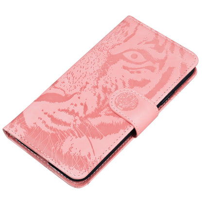 For Nokia C32 Anti-Scratch Stand Phone Cover Supporting Stand Shell Tiger Imprinted PU Leather Phone Case