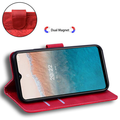 For Nokia C32 Anti-Scratch Stand Phone Cover Supporting Stand Shell Tiger Imprinted PU Leather Phone Case