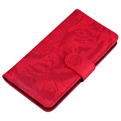 For Nokia C32 Anti-Scratch Stand Phone Cover Supporting Stand Shell Tiger Imprinted PU Leather Phone Case