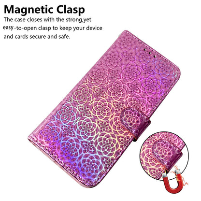 For Nokia C32 PU Leather Wallet Flip Case Dazzling Flower Pattern Folding Stand Phone Cover