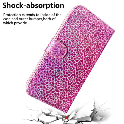 For Nokia C32 PU Leather Wallet Flip Case Dazzling Flower Pattern Folding Stand Phone Cover