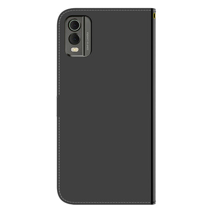 For Nokia C32 Flip Wallet Phone Case PU Leather Mirror-Like Surface Stand Cover