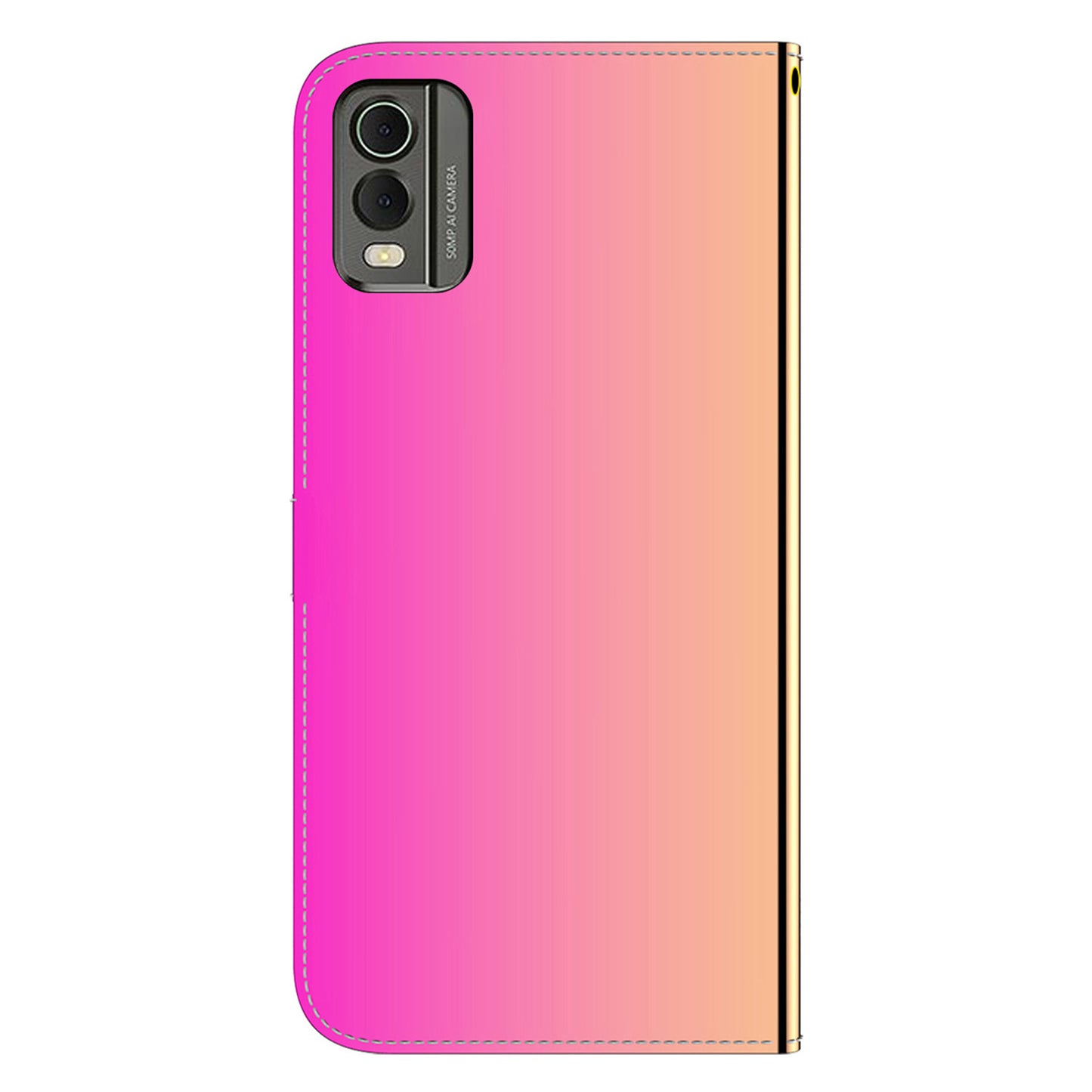 For Nokia C32 Flip Wallet Phone Case PU Leather Mirror-Like Surface Stand Cover