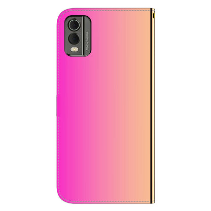 For Nokia C32 Flip Wallet Phone Case PU Leather Mirror-Like Surface Stand Cover