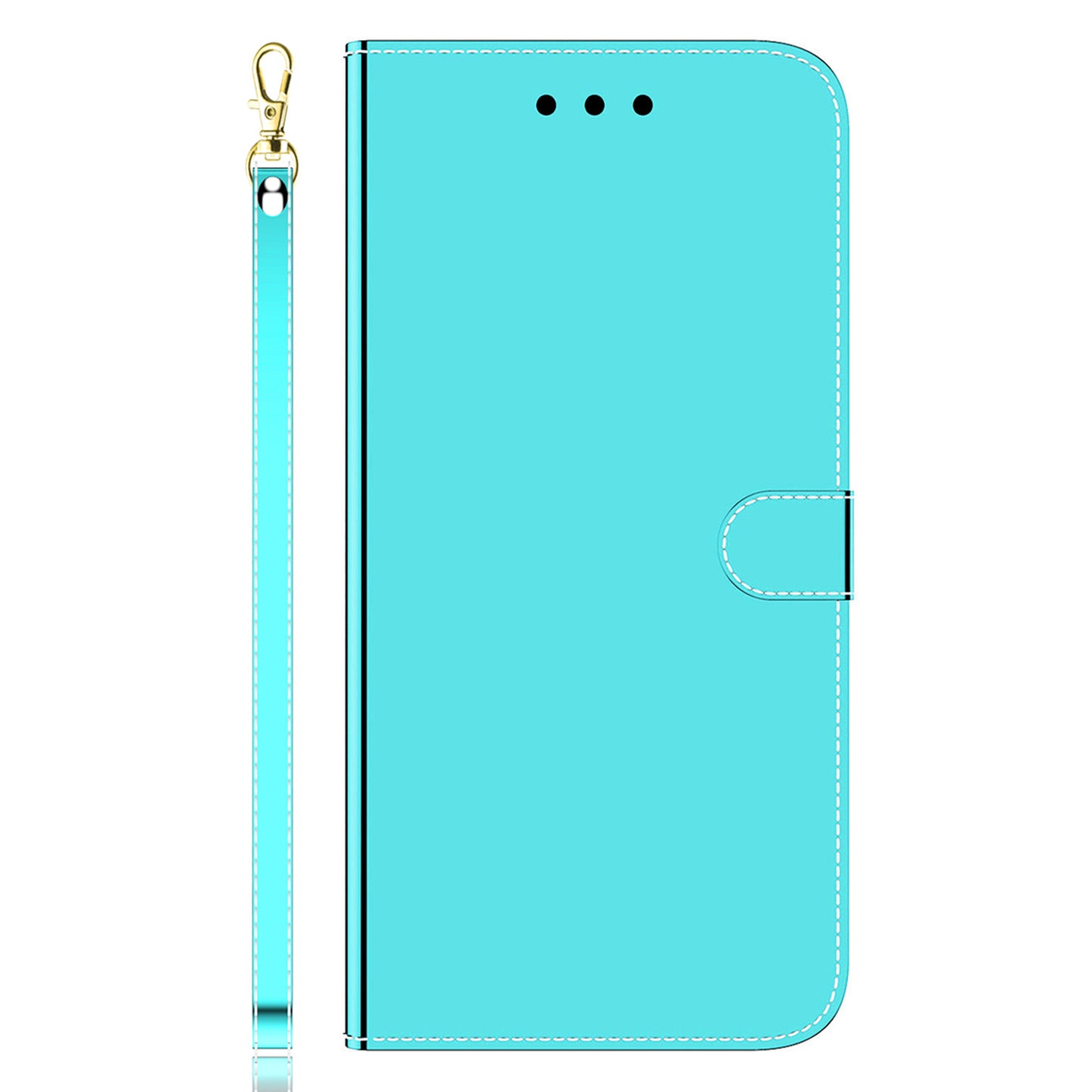 For Nokia C32 Flip Wallet Phone Case PU Leather Mirror-Like Surface Stand Cover