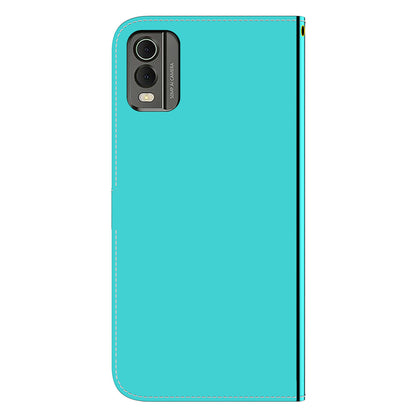 For Nokia C32 Flip Wallet Phone Case PU Leather Mirror-Like Surface Stand Cover