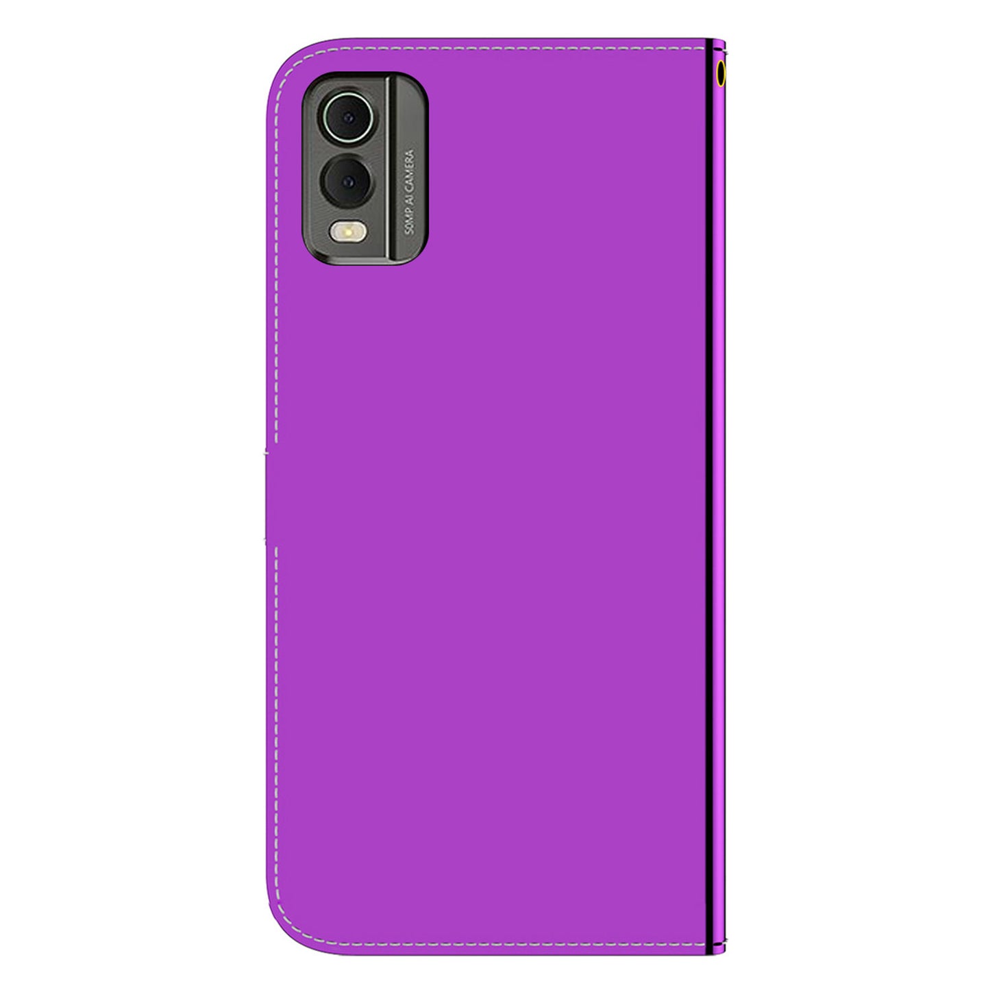 For Nokia C32 Flip Wallet Phone Case PU Leather Mirror-Like Surface Stand Cover