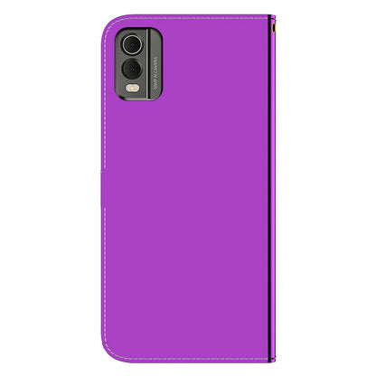 For Nokia C32 Flip Wallet Phone Case PU Leather Mirror-Like Surface Stand Cover