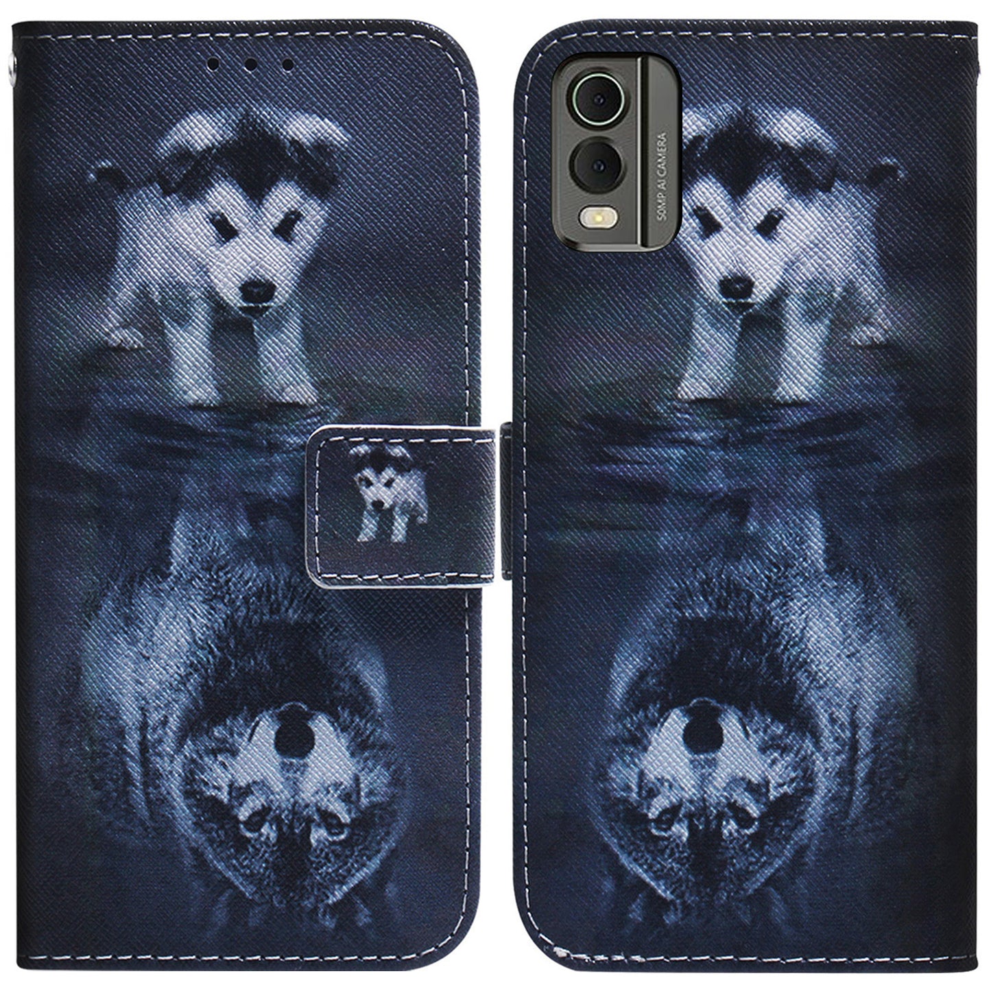 For Nokia C32 PU Leather Phone Case Stand Pattern Printing Wallet Cover