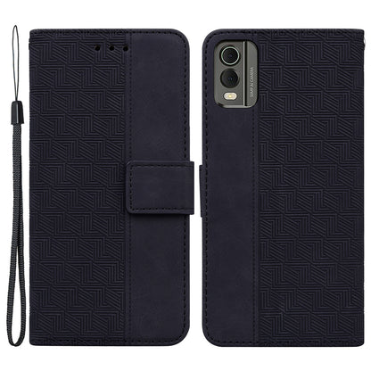For Nokia C32 Wallet Phone Case PU Leather Geometry Pattern Imprinted Stand Flip Cover