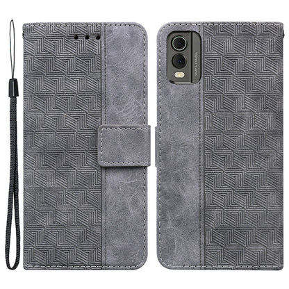 For Nokia C32 Wallet Phone Case PU Leather Geometry Pattern Imprinted Stand Flip Cover