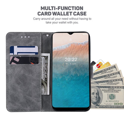 For Nokia C32 Wallet Phone Case PU Leather Geometry Pattern Imprinted Stand Flip Cover