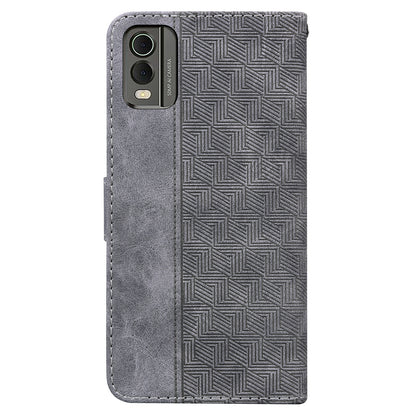 For Nokia C32 Wallet Phone Case PU Leather Geometry Pattern Imprinted Stand Flip Cover