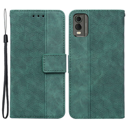 For Nokia C32 Wallet Phone Case PU Leather Geometry Pattern Imprinted Stand Flip Cover