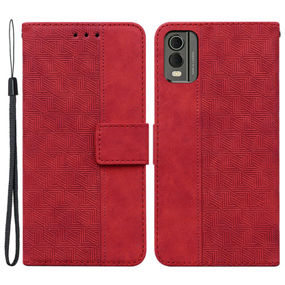 For Nokia C32 Wallet Phone Case PU Leather Geometry Pattern Imprinted Stand Flip Cover