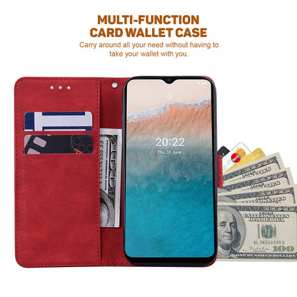For Nokia C32 Wallet Phone Case PU Leather Geometry Pattern Imprinted Stand Flip Cover
