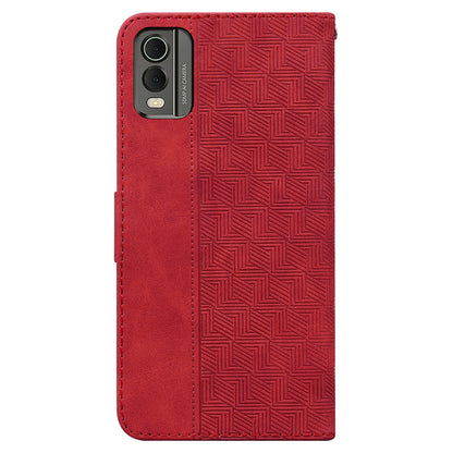 For Nokia C32 Wallet Phone Case PU Leather Geometry Pattern Imprinted Stand Flip Cover