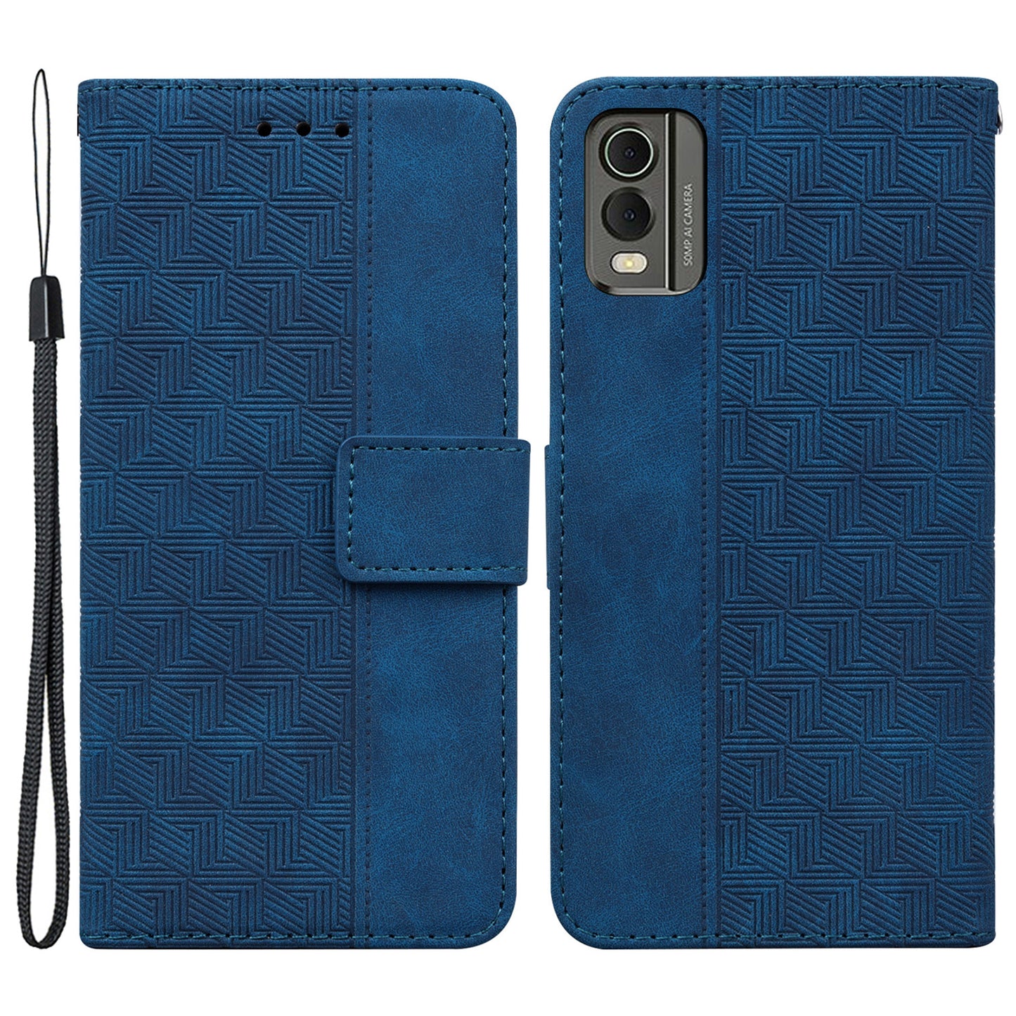 For Nokia C32 Wallet Phone Case PU Leather Geometry Pattern Imprinted Stand Flip Cover