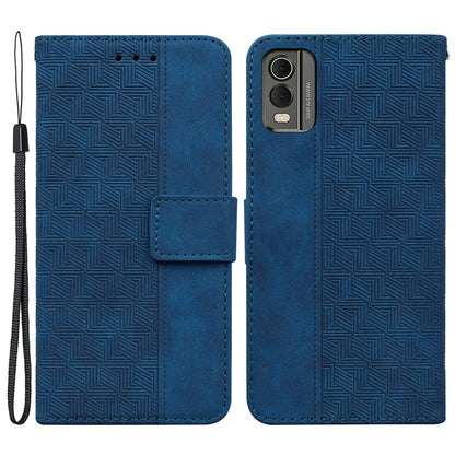 For Nokia C32 Wallet Phone Case PU Leather Geometry Pattern Imprinted Stand Flip Cover