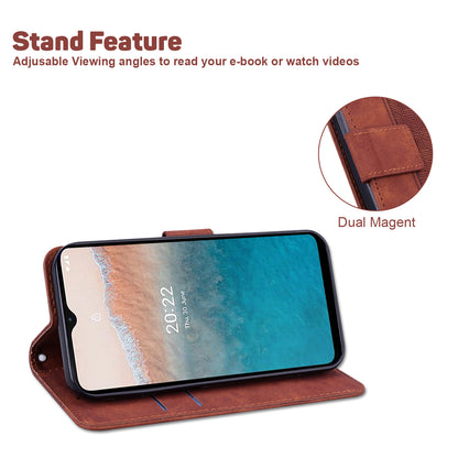 For Nokia C32 Wallet Phone Case PU Leather Geometry Pattern Imprinted Stand Flip Cover