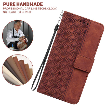 For Nokia C32 Wallet Phone Case PU Leather Geometry Pattern Imprinted Stand Flip Cover