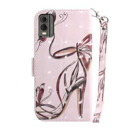 For Nokia C32 Pattern Design Folio Cover PU Leather Stand Wallet Phone Case with Strap